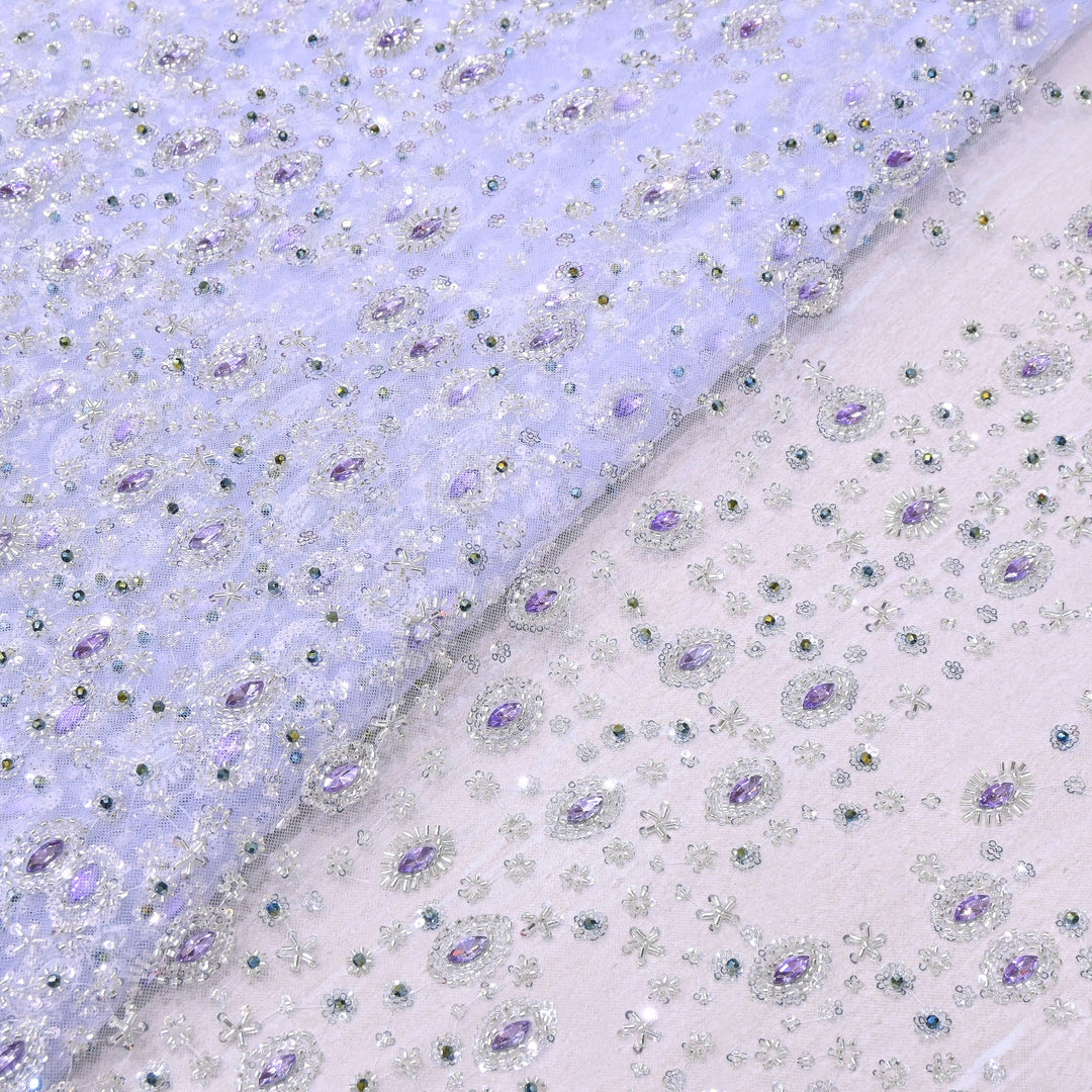 Imported Heavy Sequins, Cutdana & Stone Net Embroidery Fabric 60" | AF6805-03