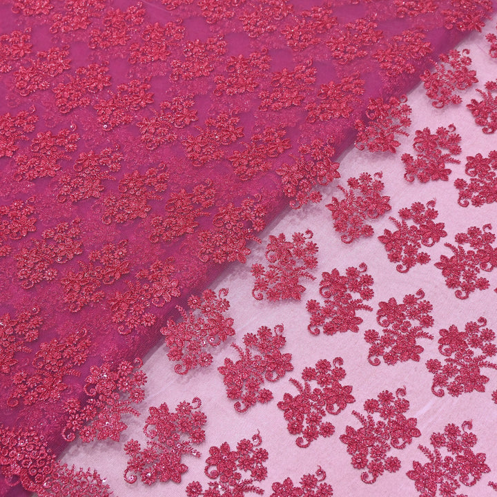 Premium All-Over Floral Paisley Pattern Net Embroidery Fabric | N31113-01