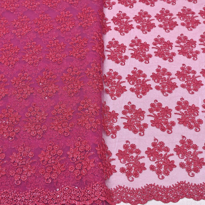Premium All-Over Floral Paisley Pattern Net Embroidery Fabric | N31113-01