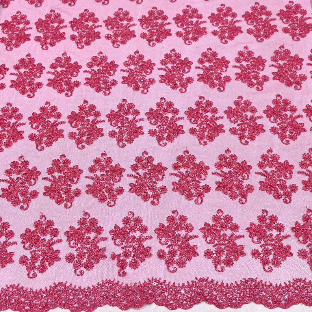 Premium All-Over Floral Paisley Pattern Net Embroidery Fabric | N31113-01