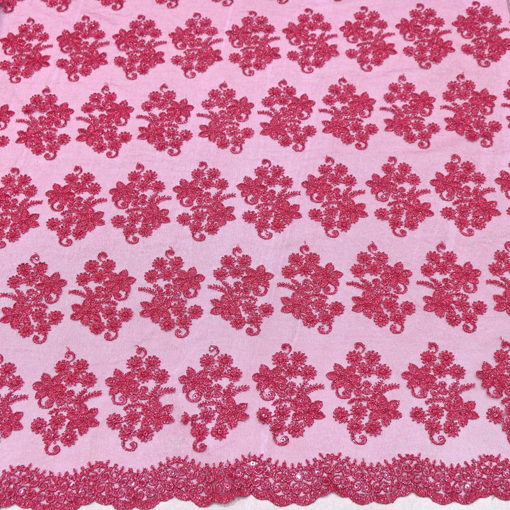 Premium All-Over Floral Paisley Pattern Net Embroidery Fabric | N31113-01