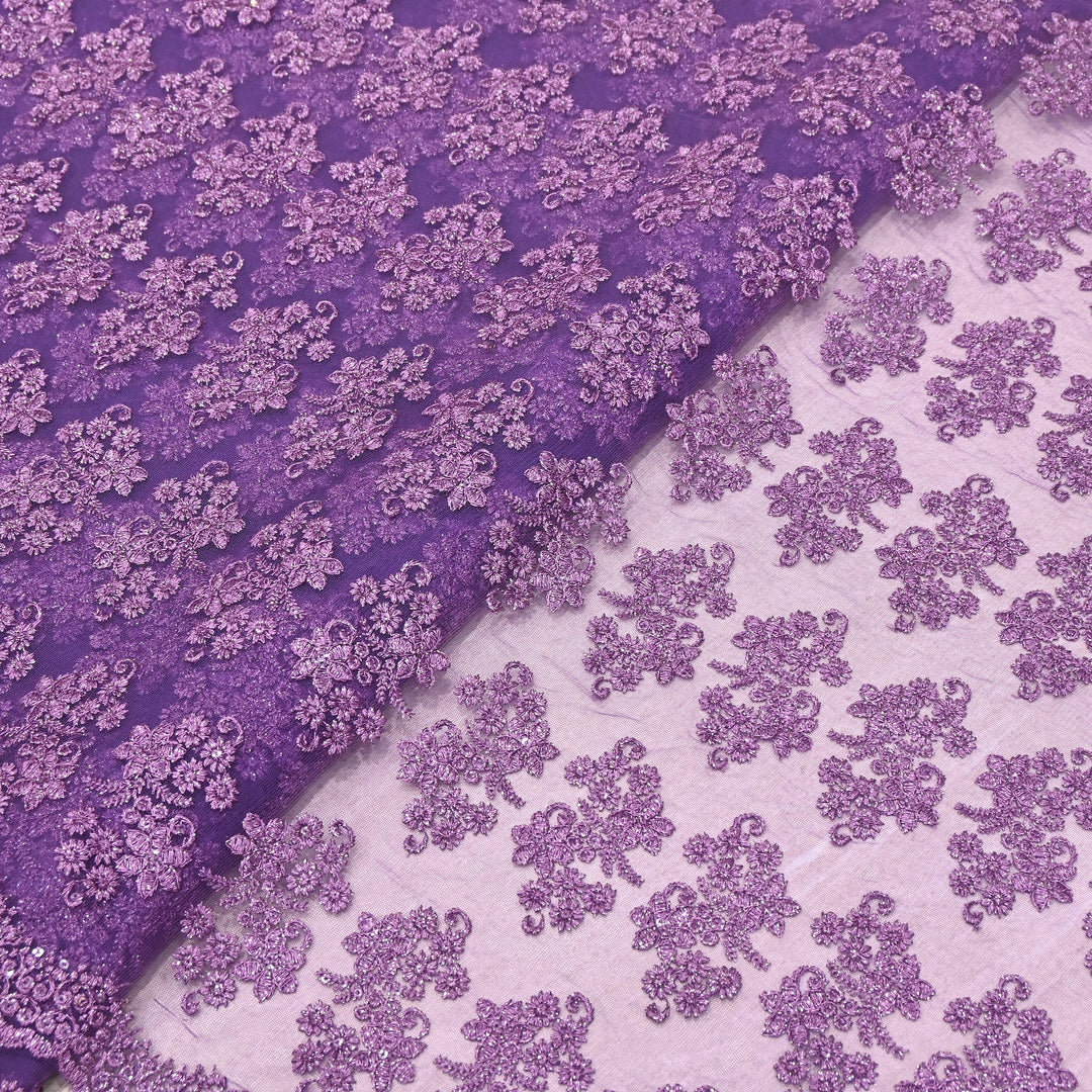 Premium All-Over Floral Paisley Pattern Net Embroidery Fabric | N31113-02