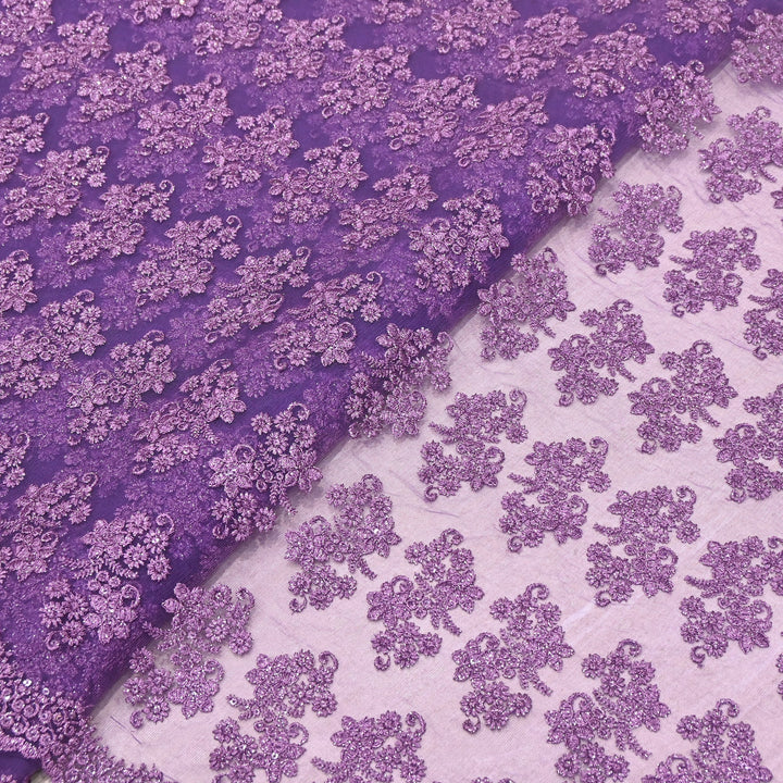Premium All-Over Floral Paisley Pattern Net Embroidery Fabric | N31113-02