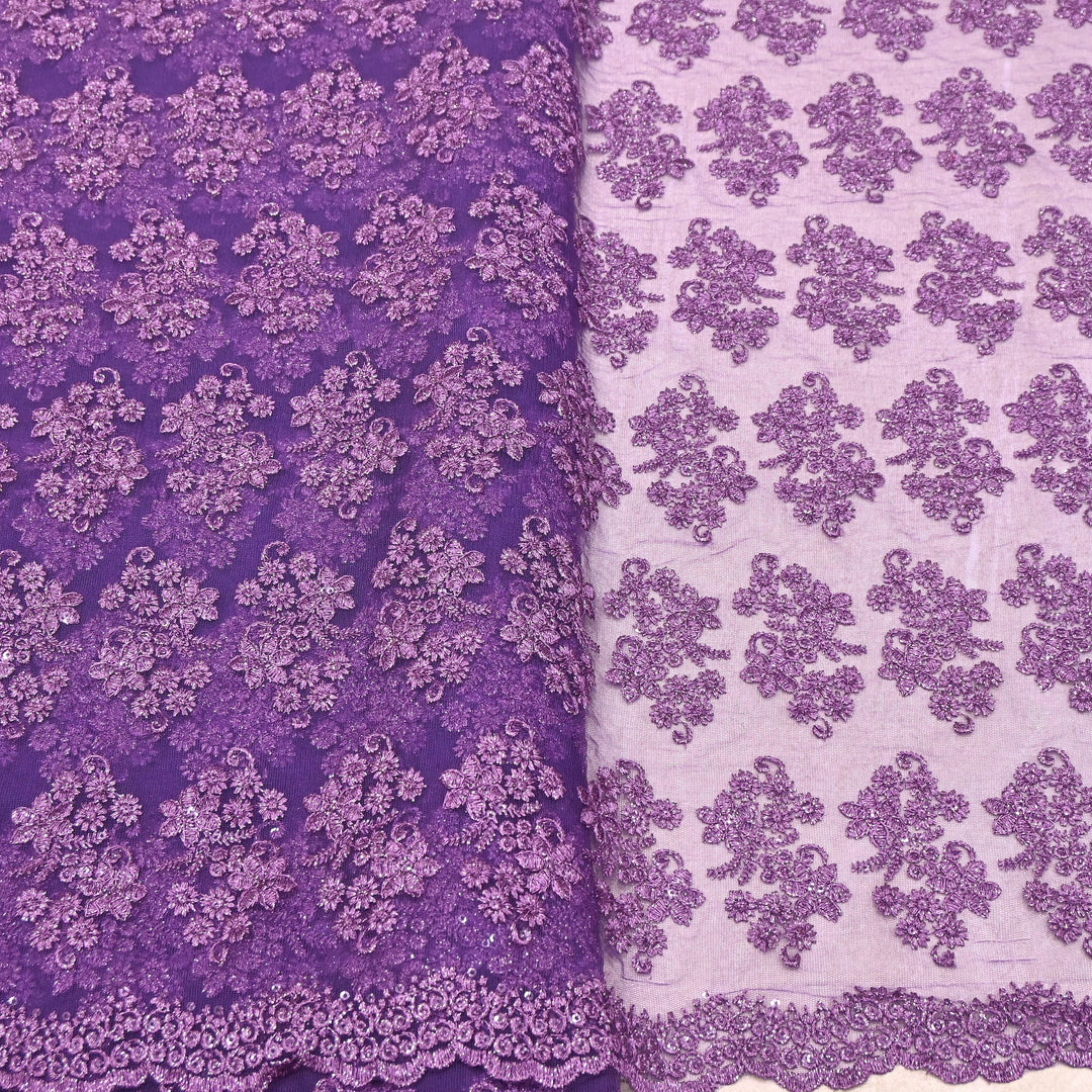Premium All-Over Floral Paisley Pattern Net Embroidery Fabric | N31113-02