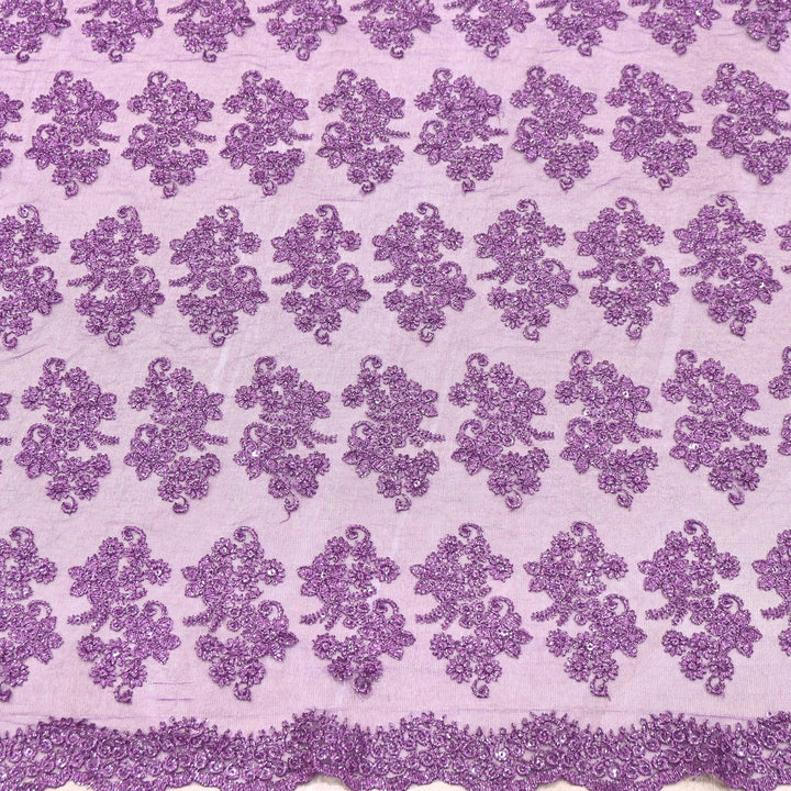 Premium All-Over Floral Paisley Pattern Net Embroidery Fabric | N31113-02