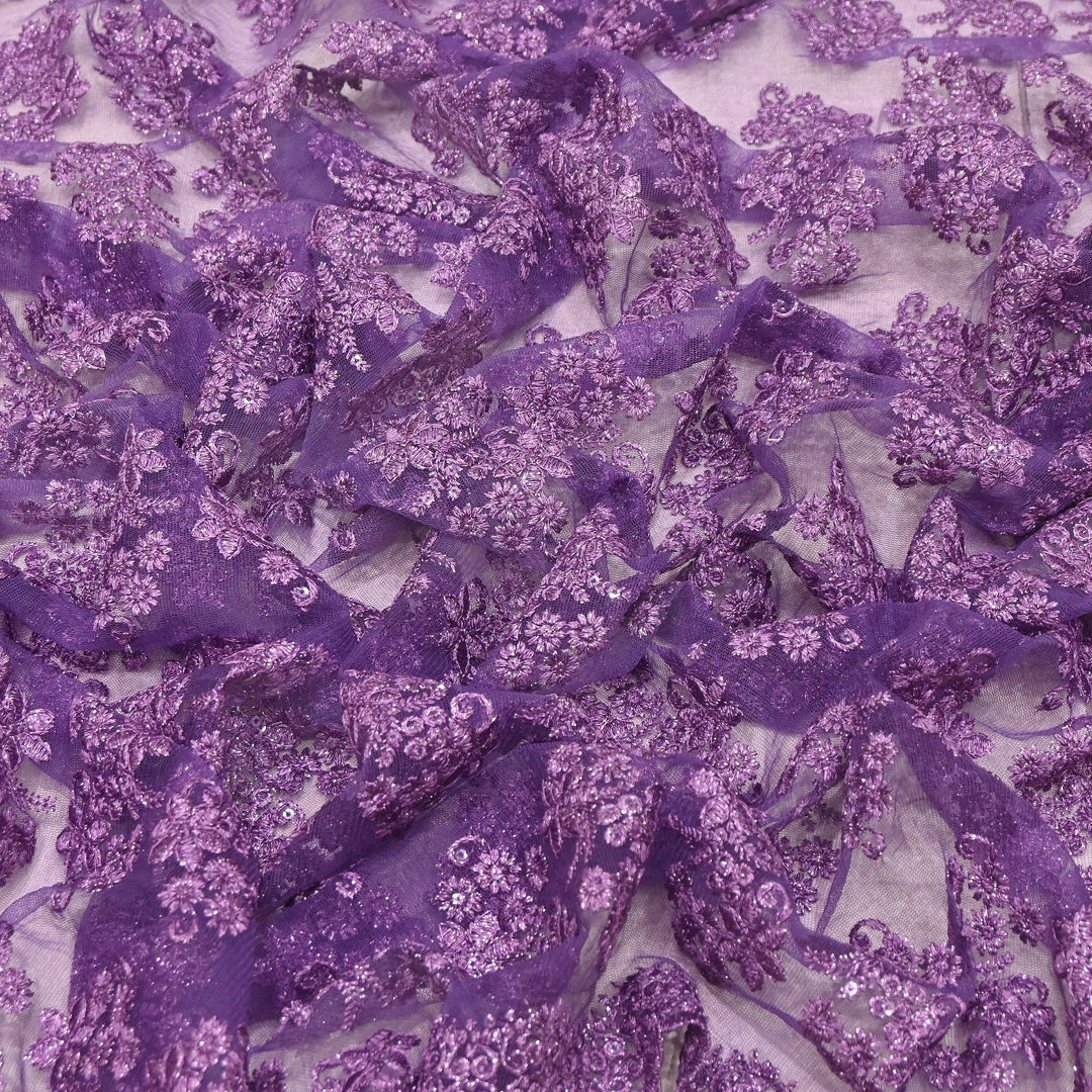 Premium All-Over Floral Paisley Pattern Net Embroidery Fabric | N31113-02