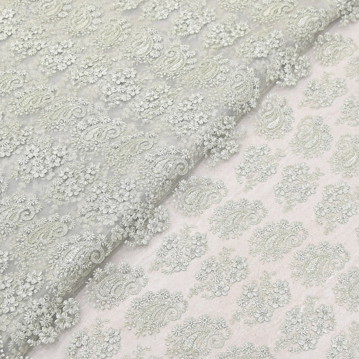 Premium All-Over Floral Paisley Pattern Net Embroidery Fabric | N31852-01