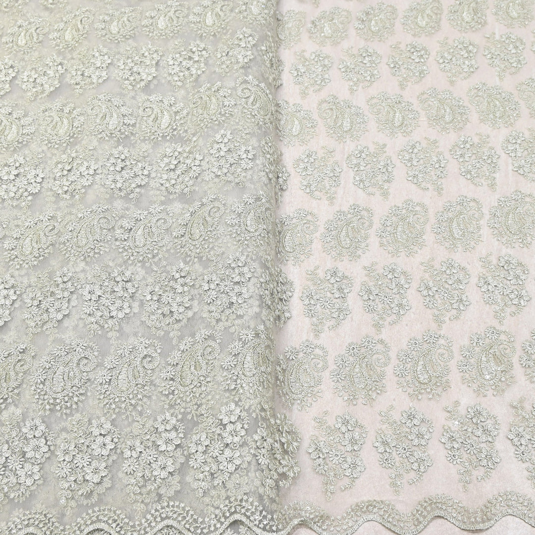 Premium All-Over Floral Paisley Pattern Net Embroidery Fabric | N31852-01