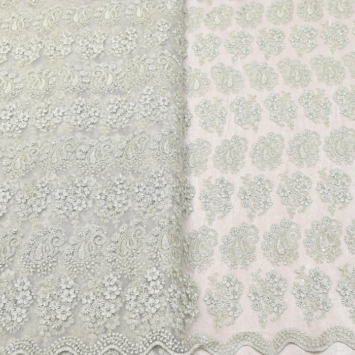 Premium All-Over Floral Paisley Pattern Net Embroidery Fabric | N31852-01