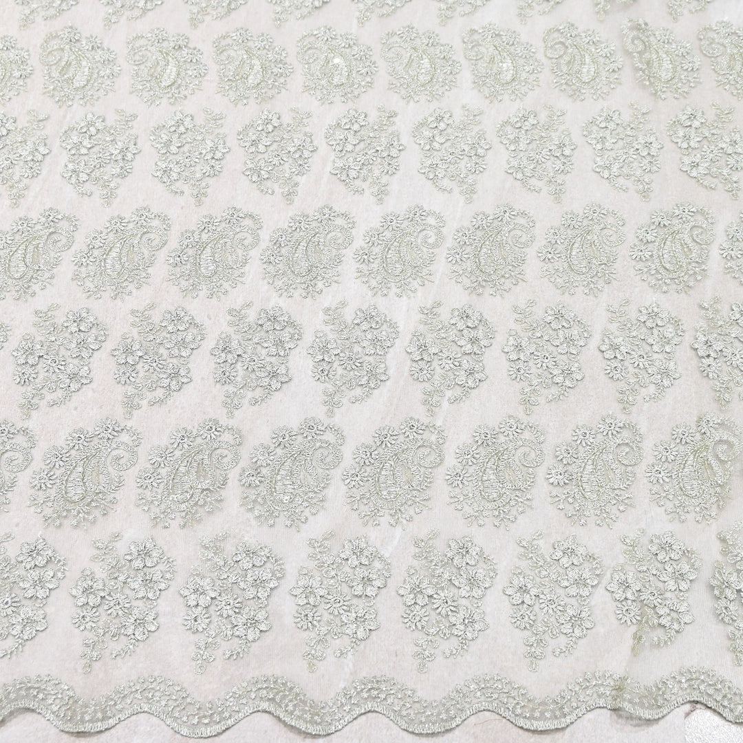 Premium All-Over Floral Paisley Pattern Net Embroidery Fabric | N31852-01