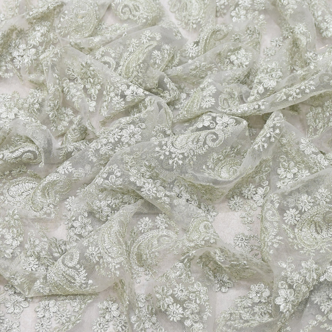 Premium All-Over Floral Paisley Pattern Net Embroidery Fabric | N31852-01