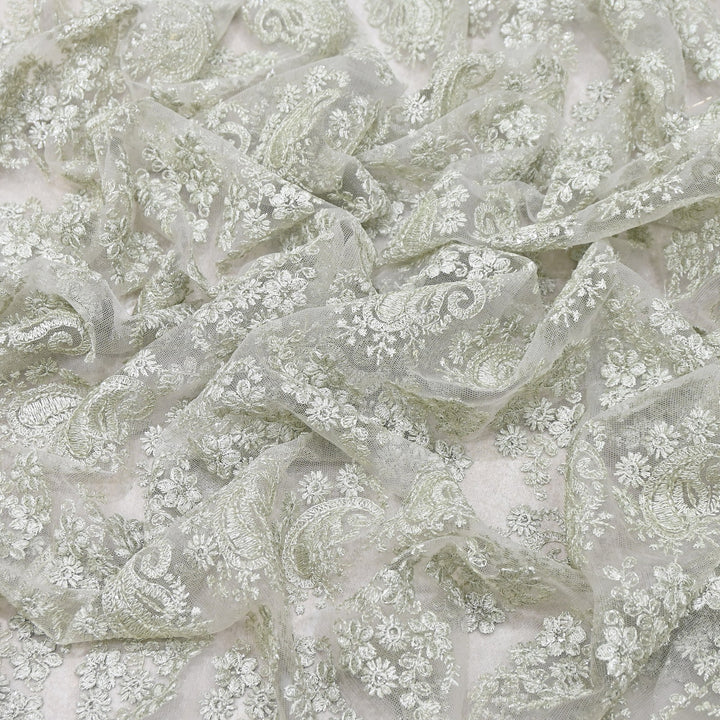 Premium All-Over Floral Paisley Pattern Net Embroidery Fabric | N31852-01