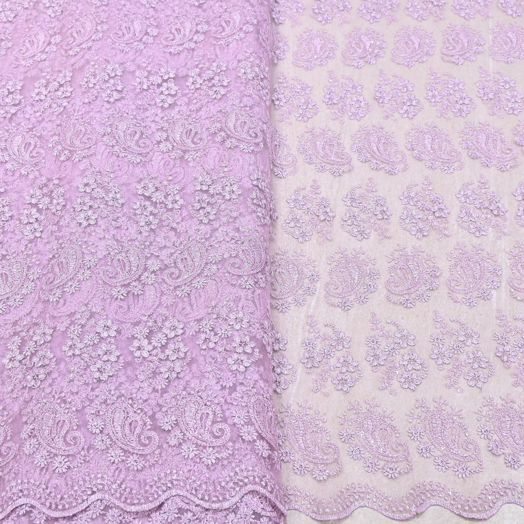 Premium All-Over Floral Paisley Pattern Net Embroidery Fabric | N31852-02