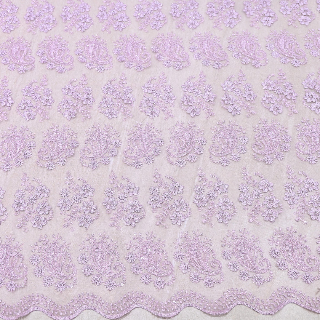 Premium All-Over Floral Paisley Pattern Net Embroidery Fabric | N31852-02