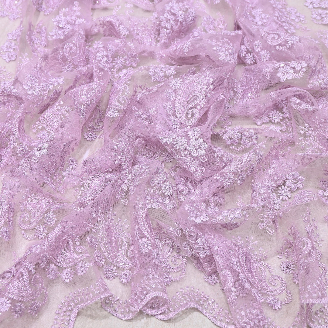 Premium All-Over Floral Paisley Pattern Net Embroidery Fabric | N31852-02