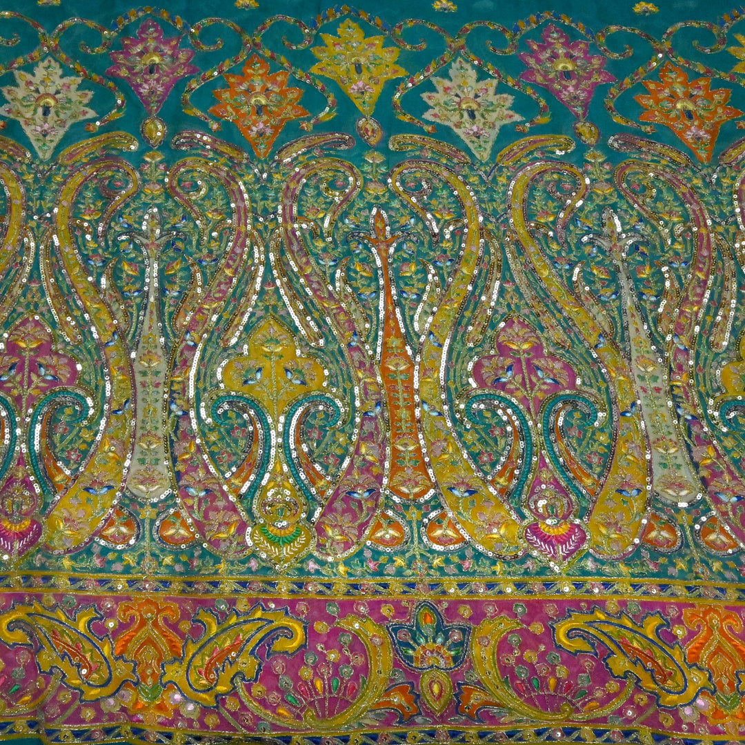 Viscose Georgette Moti Sequins Embroidery Fabric