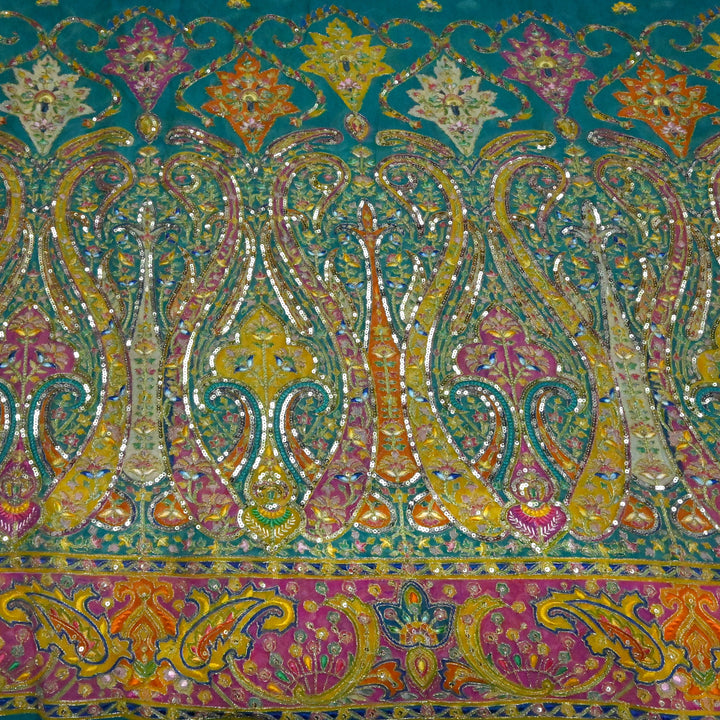 Viscose Georgette Moti Sequins Embroidery Fabric
