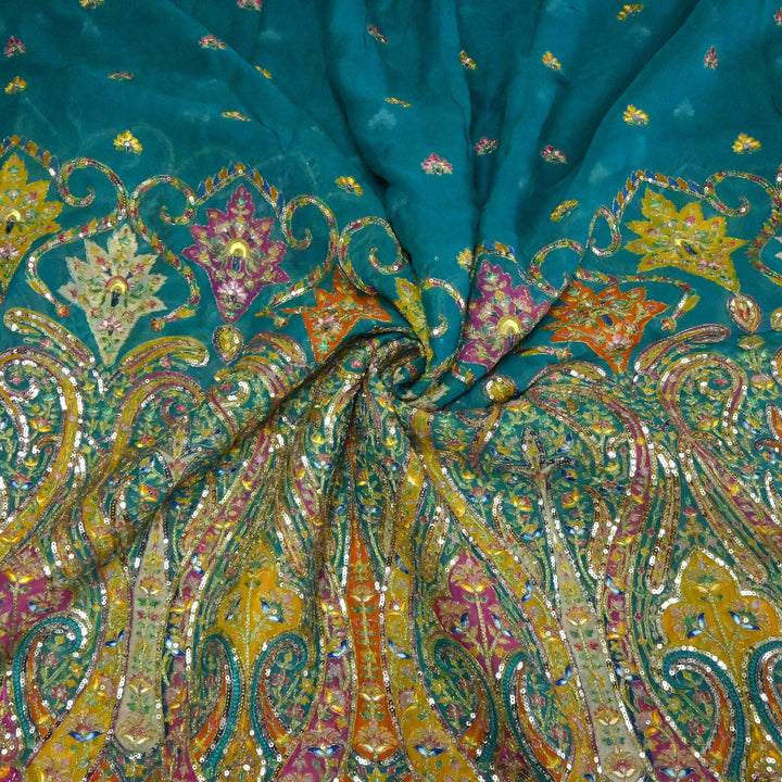 Viscose Georgette Moti Sequins Embroidery Fabric