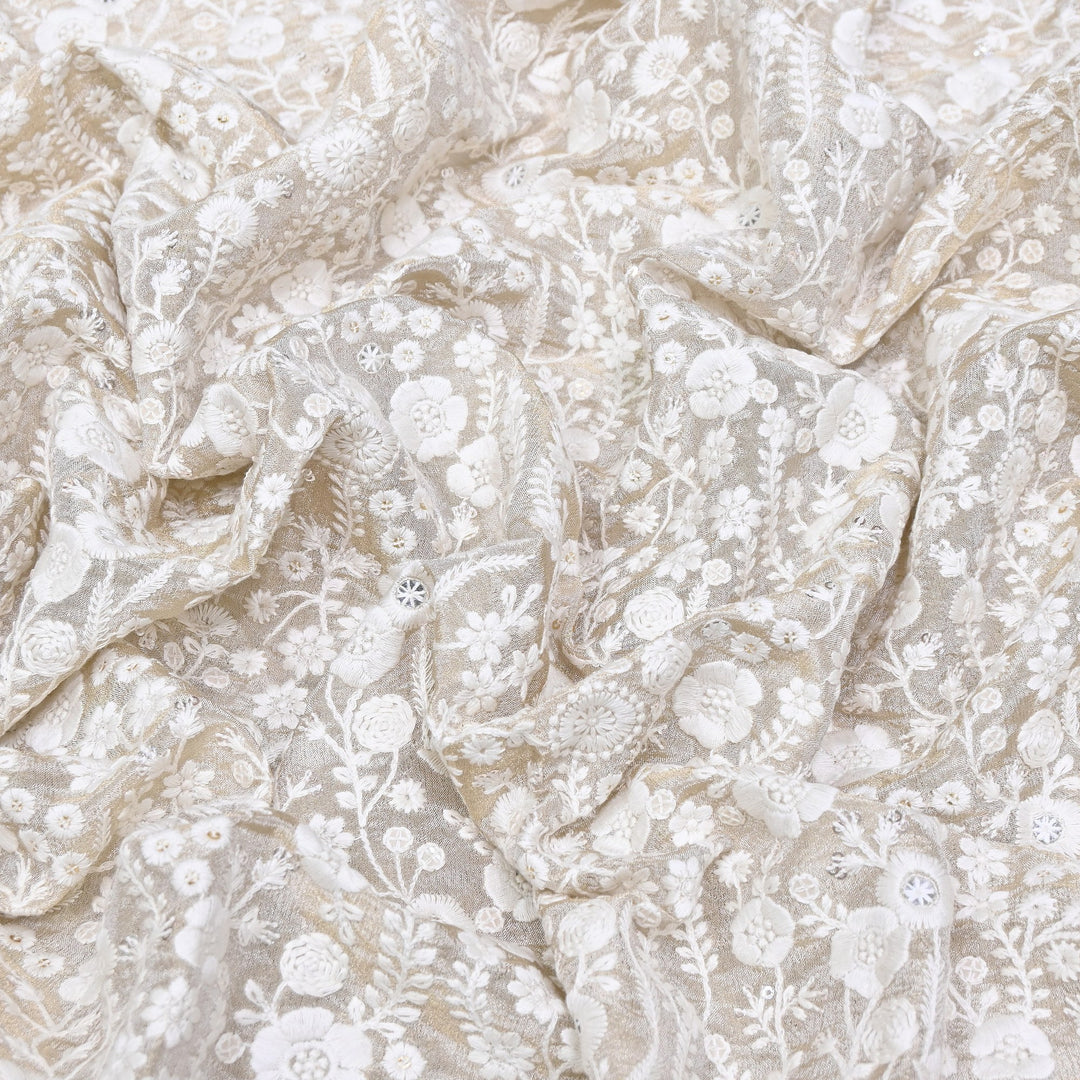 Bam Tissue Sequins Embroidery Fabric | V2997C