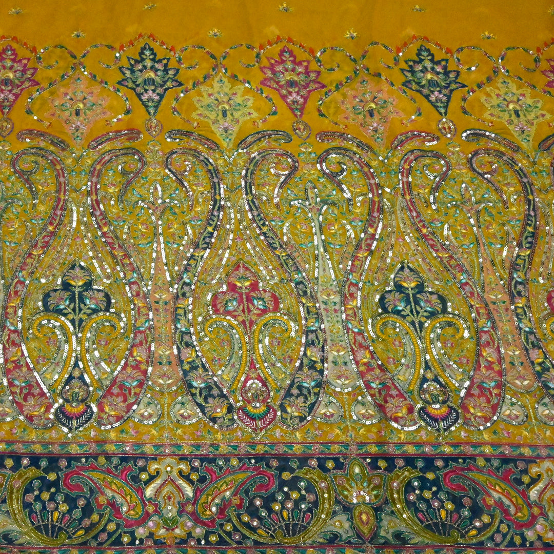 Viscose Georgette Moti Sequins Embroidery Fabric