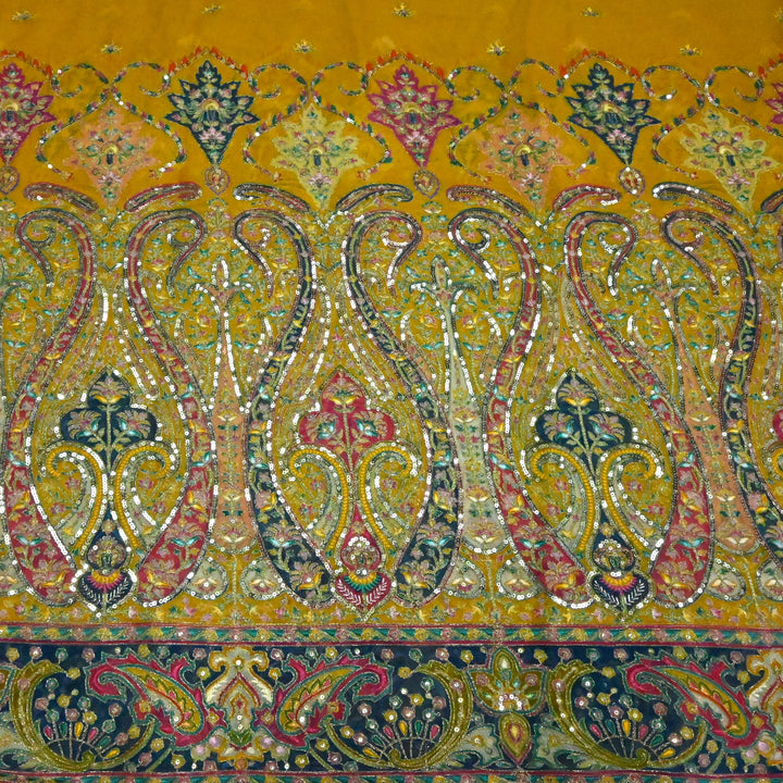 Viscose Georgette Moti Sequins Embroidery Fabric