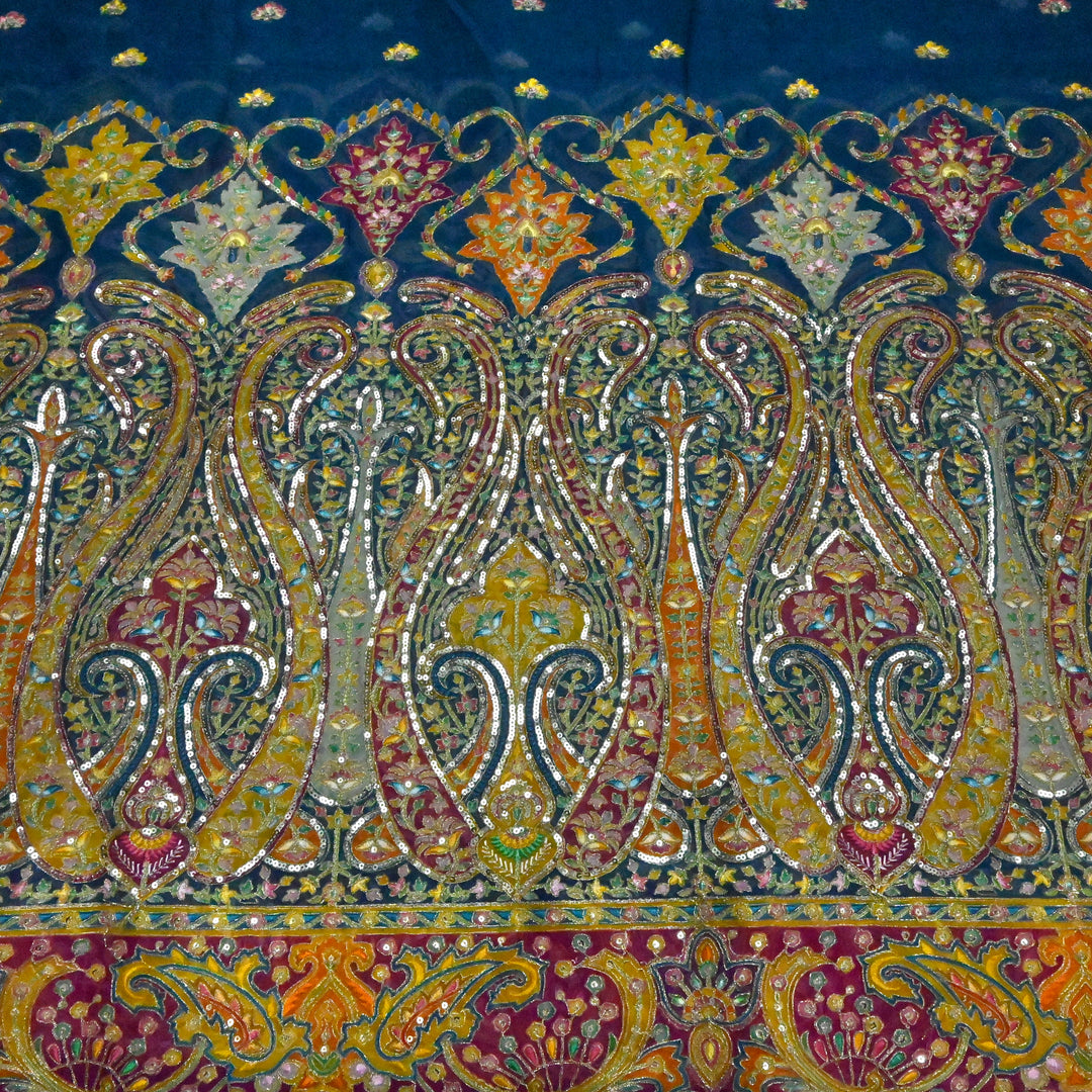 Viscose Georgette Moti Sequins Embroidery Fabric