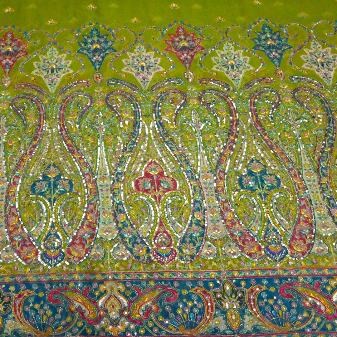 Viscose Georgette Moti Sequins Embroidery Fabric