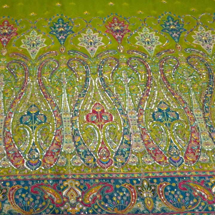 Viscose Georgette Moti Sequins Embroidery Fabric