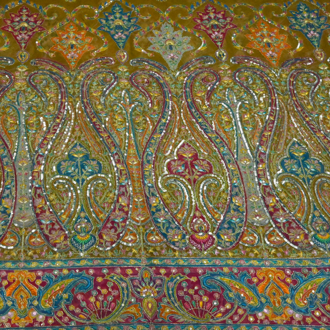 Viscose Georgette Moti Sequins Embroidery Fabric