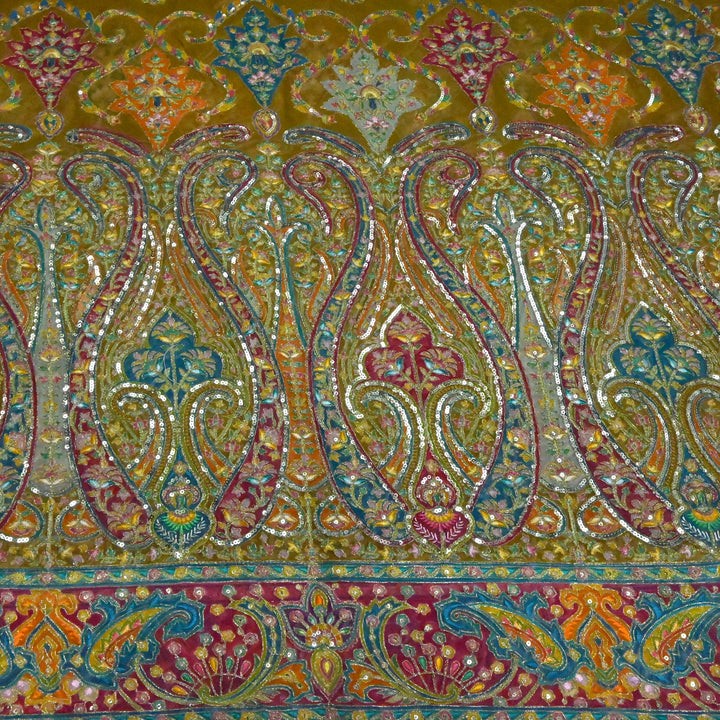 Viscose Georgette Moti Sequins Embroidery Fabric