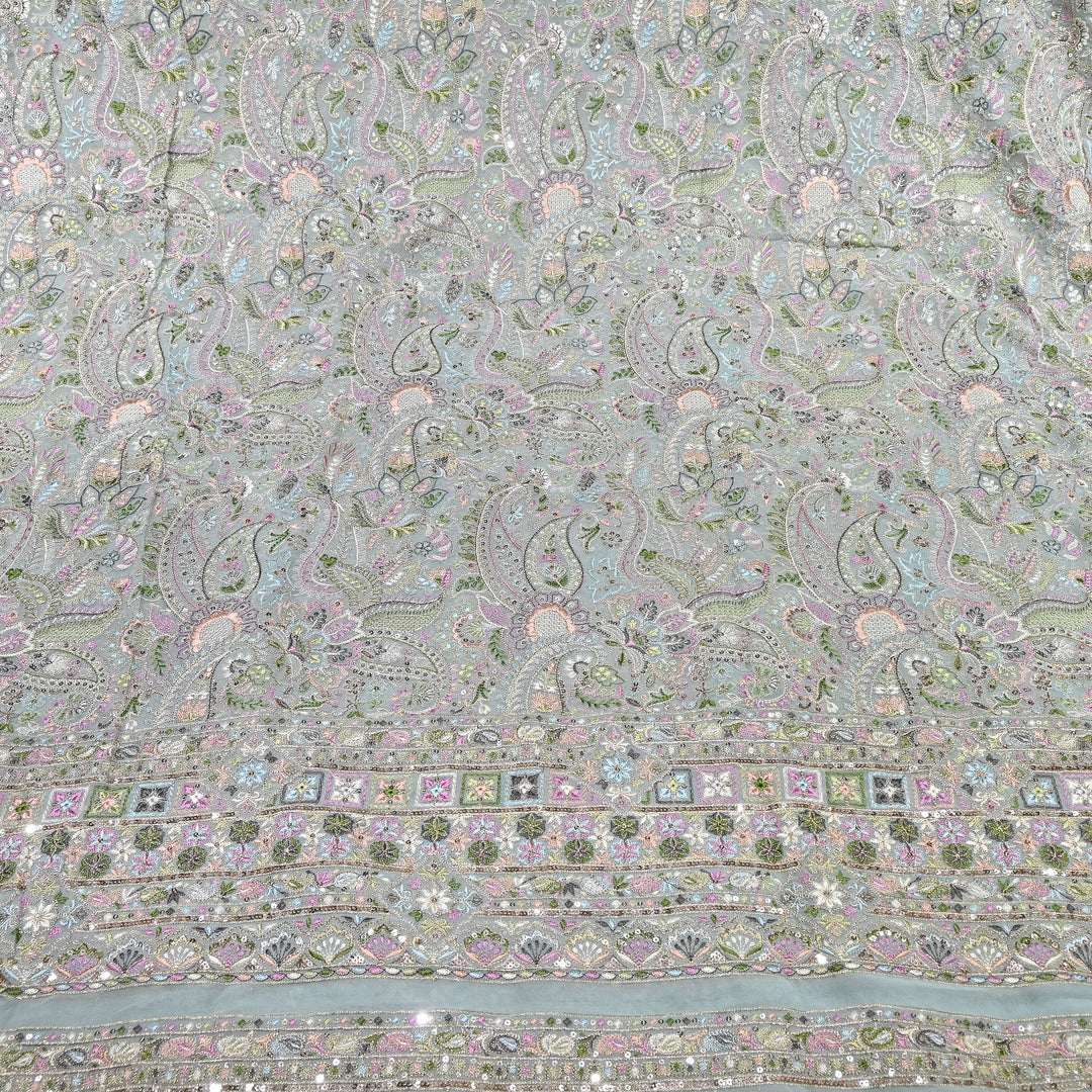 Viscose Georgette Zari With Sequins Embroidery Fabric 54" | D30085-02