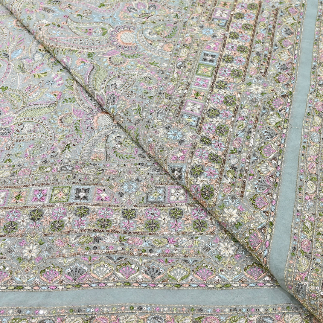 Viscose Georgette Zari With Sequins Embroidery Fabric 54" | D30085-02