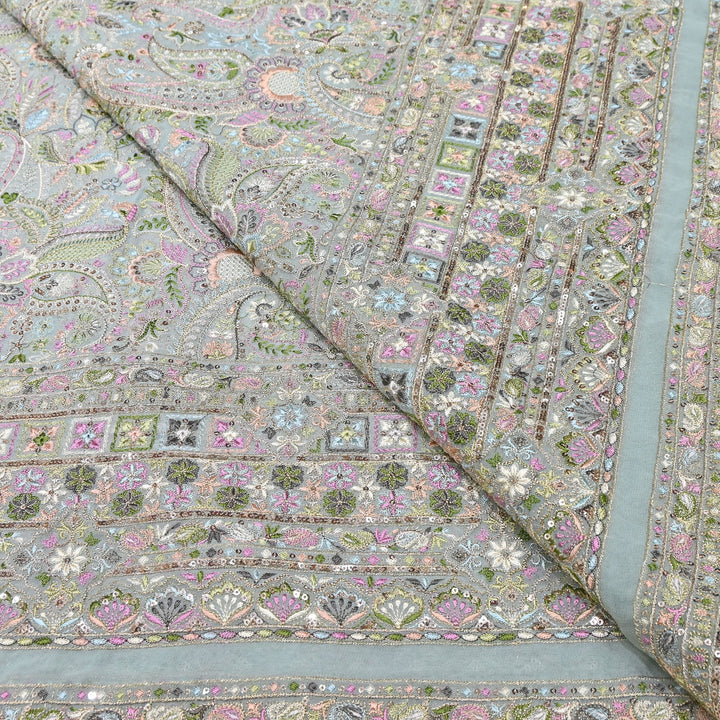 Viscose Georgette Zari With Sequins Embroidery Fabric 54" | D30085-02