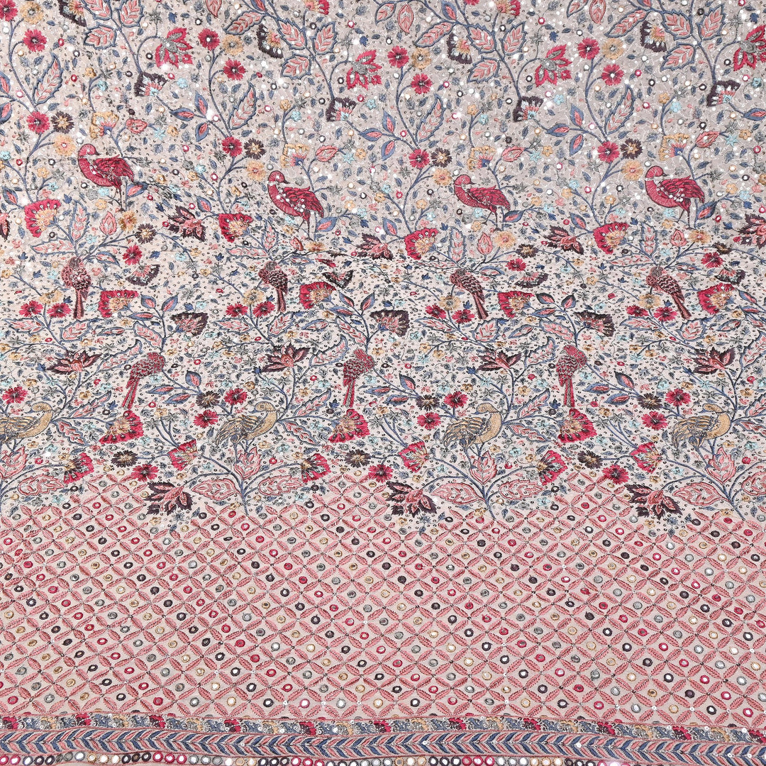 Viscose Georgette Mirror Embroidery Fabric 54" | D30041