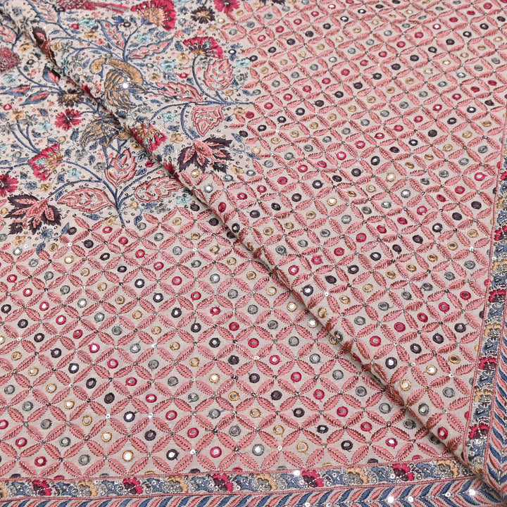Viscose Georgette Mirror Embroidery Fabric 54" | D30041