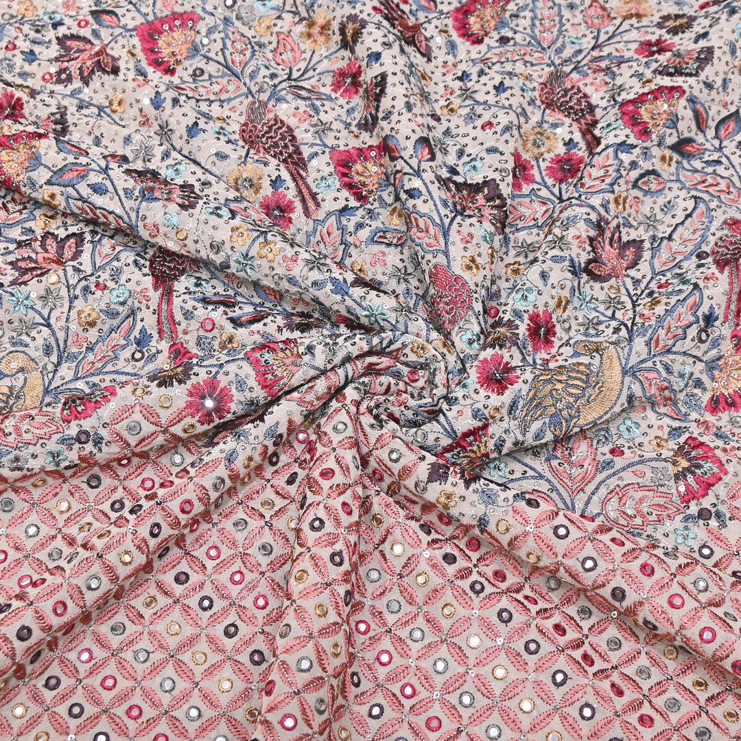 Viscose Georgette Mirror Embroidery Fabric 54" | D30041