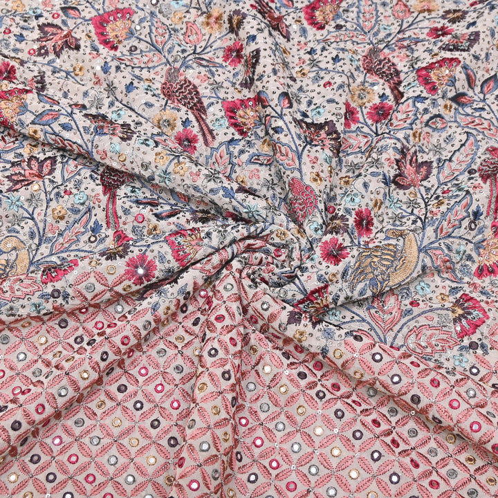Viscose Georgette Mirror Embroidery Fabric 54" | D30041