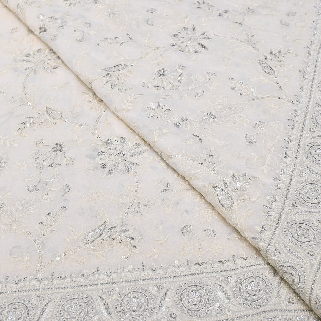 Viscose Georgette Zari With Sequins Embroidery Fabric 54" | D30546