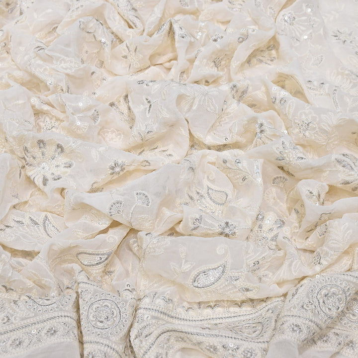 Viscose Georgette Zari With Sequins Embroidery Fabric 54" | D30546