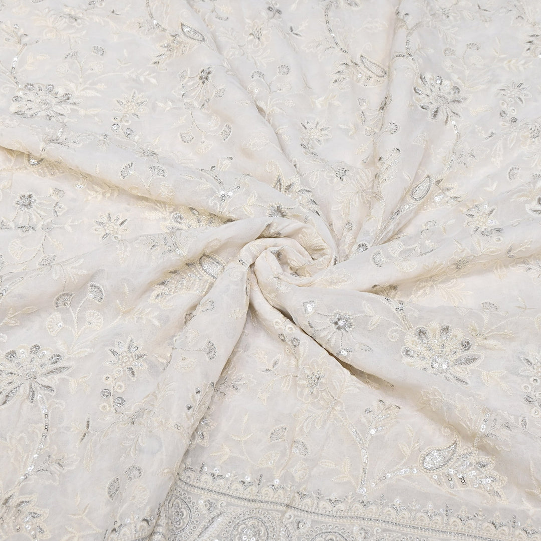 Viscose Georgette Zari With Sequins Embroidery Fabric 54" | D30546