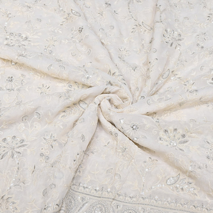 Viscose Georgette Zari With Sequins Embroidery Fabric 54" | D30546