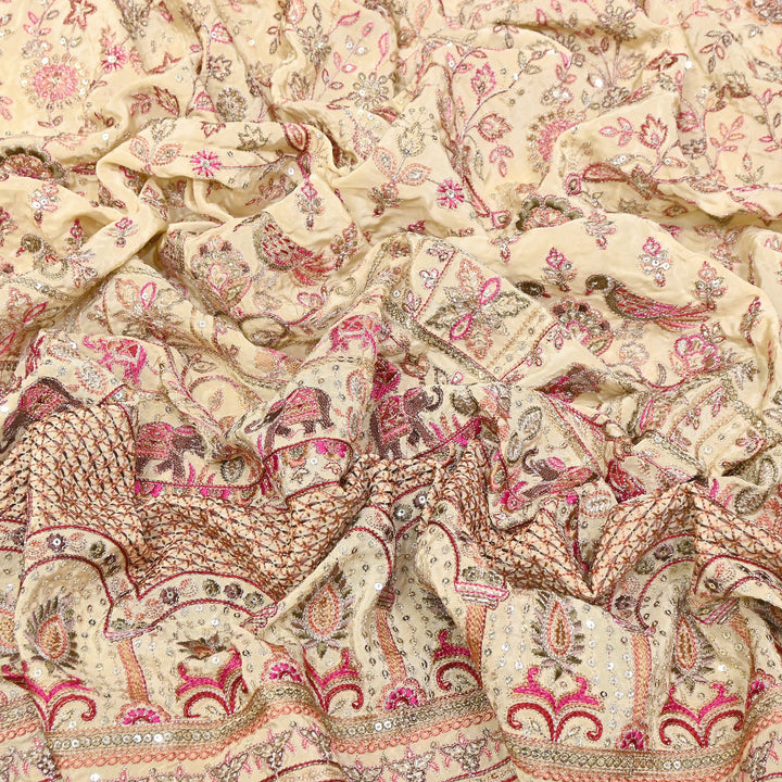 Crape Zari & Sequins Embroidery Fabric 54" | D30723-01