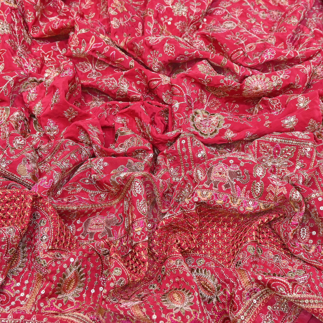 Crape Zari & Sequins Embroidery Fabric 54" | D30723-02