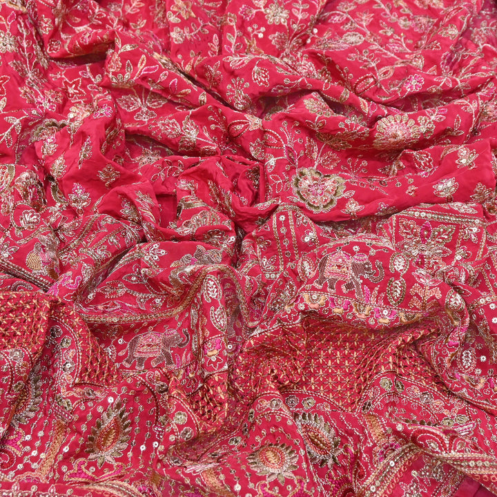Crape Zari & Sequins Embroidery Fabric 54" | D30723-02
