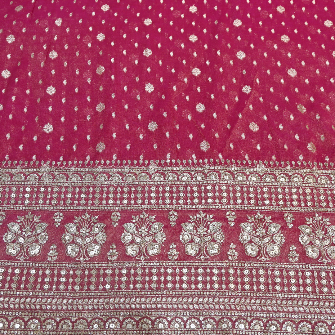 Georgette Tissue Zari With Sequence Embroidery Fabric