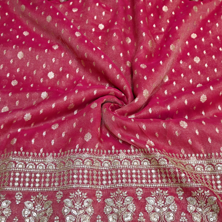 Georgette Tissue Zari With Sequence Embroidery Fabric