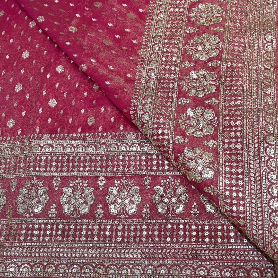 Georgette Tissue Zari With Sequence Embroidery Fabric