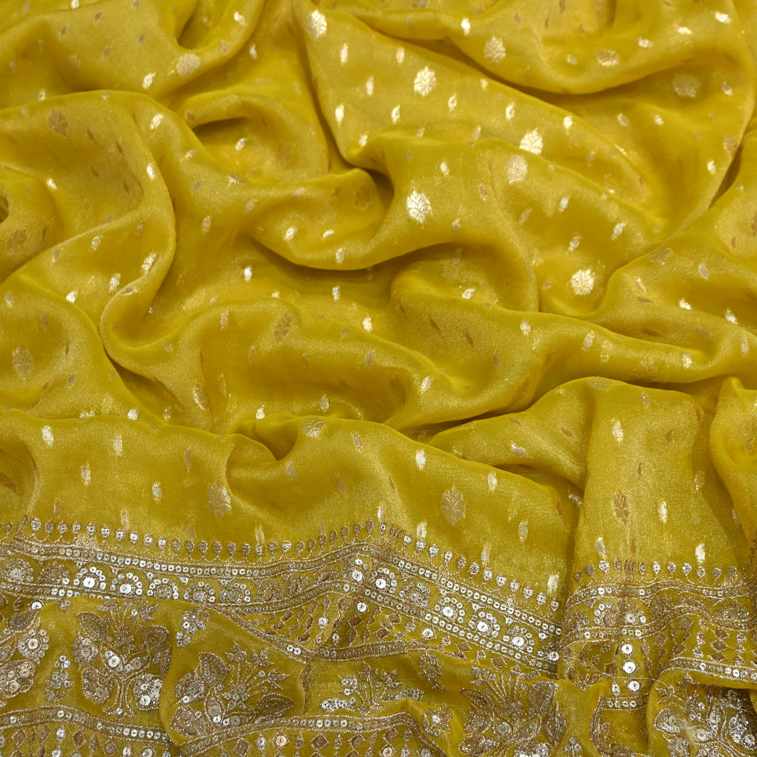 Georgette Tissue Zari With Sequence Embroidery Fabric