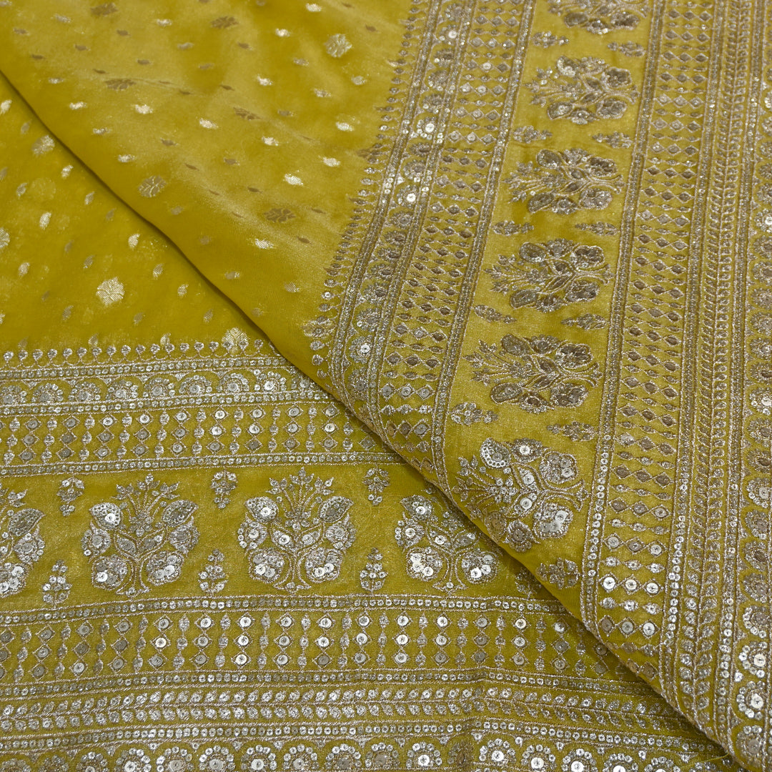 Georgette Tissue Zari With Sequence Embroidery Fabric