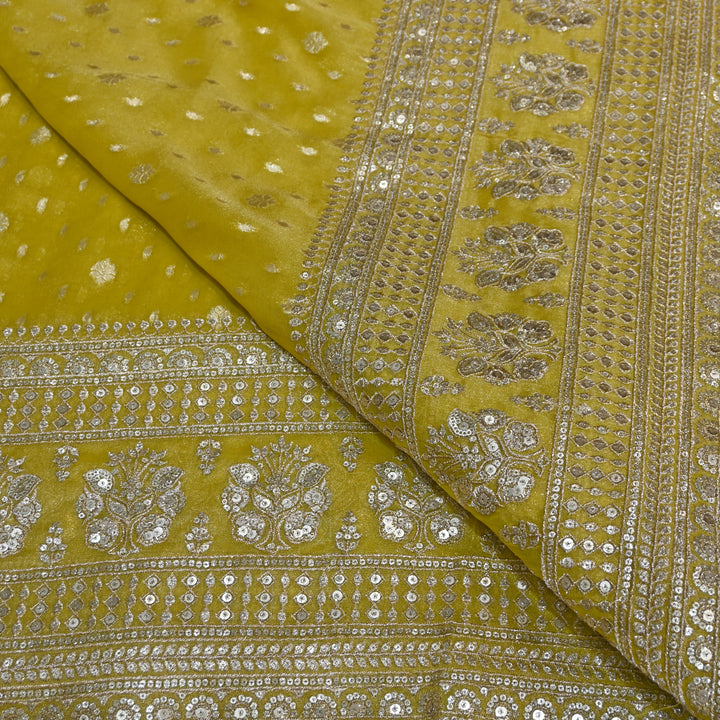 Georgette Tissue Zari With Sequence Embroidery Fabric